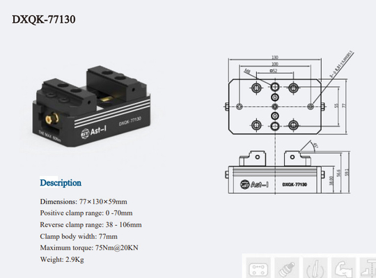 Vise automática de autocentragem de precisão CNC Trabalhando para 3 eixos 4 eixos 5 eixos Vise 5 eixos 77130